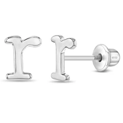 In Season Jewelry Kids'  Polished Initial Letters Earrings In Letter R