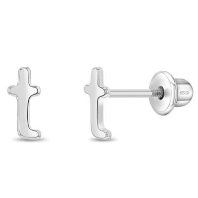 In Season Jewelry Kids'  Polished Initial Letters Earrings In Letter T