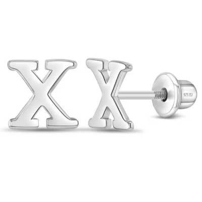 In Season Jewelry Kids'  Polished Initial Letters Earrings In Letter X