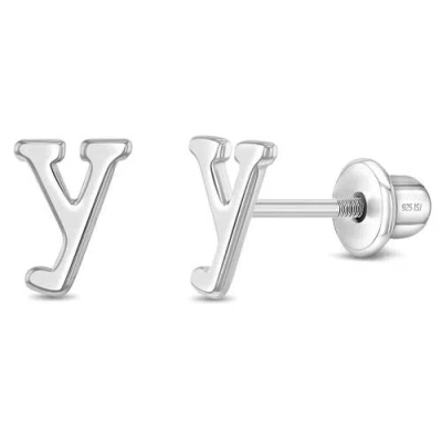 In Season Jewelry Kids'  Polished Initial Letters Earrings In Letter Y