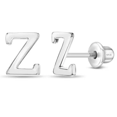 In Season Jewelry Kids'  Polished Initial Letters Earrings In Letter Z