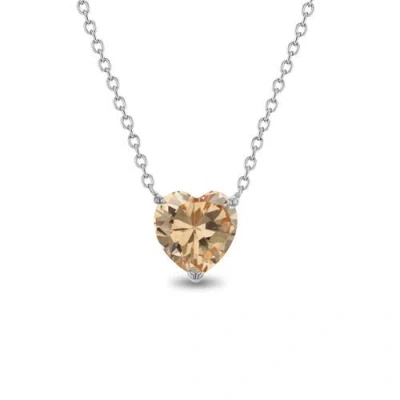 In Season Jewelry Kids'  Prong Cz Birthstone Heart Necklace In Brown
