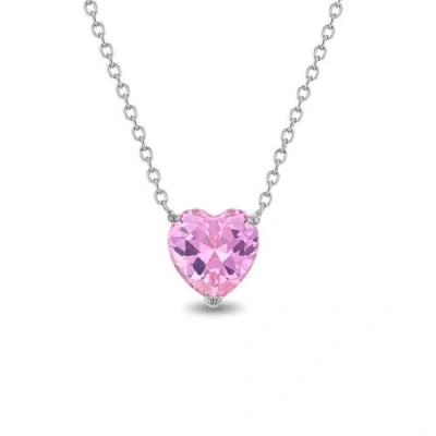 In Season Jewelry Kids'  Prong Cz Birthstone Heart Necklace