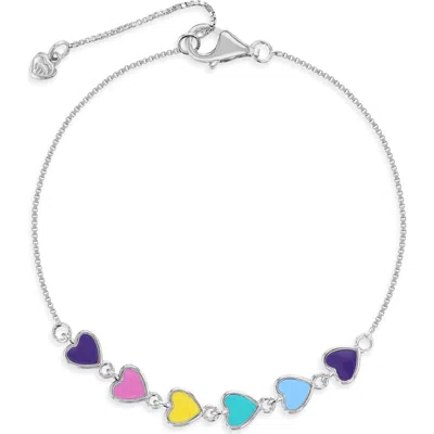 In Season Jewelry Babies'  Rainbow Enamel Heart Girls Bracelet In Metallic