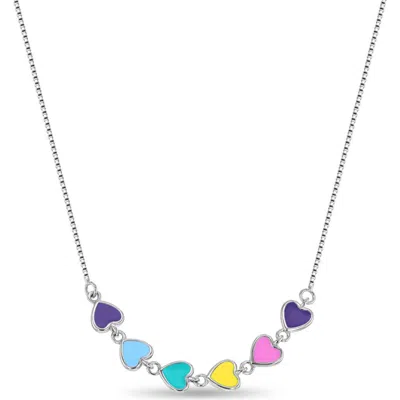 In Season Jewelry Kids'  Rainbow Enamel Hearts Necklace In Multi