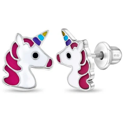 In Season Jewelry Kids'  Rainbow Unicorn Earrings In Pink