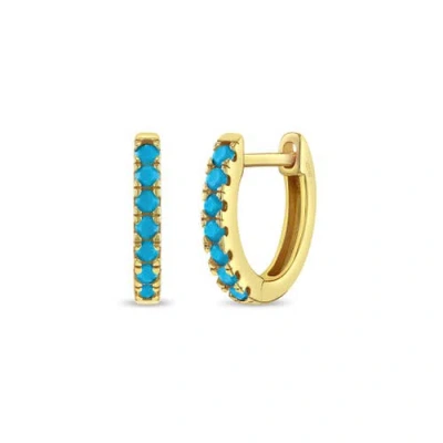 In Season Jewelry Kids'  Small Multi Turquoise Huggie Plated Earrings In Aqua Blue