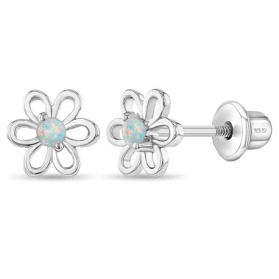 In Season Jewelry Kids'  Spring Cubic Zirconia Flower Earrings In Opal