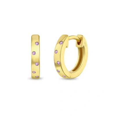 In Season Jewelry Kids'  Staggered Gems Hoop Plated Earrings In Pink