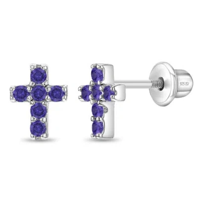 In Season Jewelry Kids'  The Cross Earrings In Purple