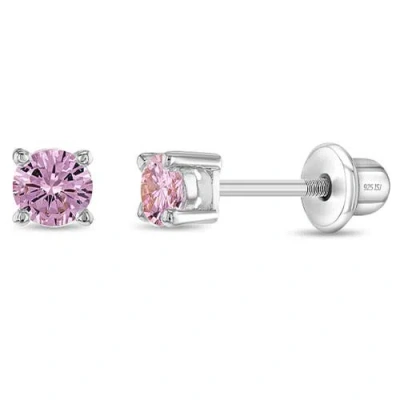 In Season Jewelry Babies'  Traditional Prong Set Earrings In Pink