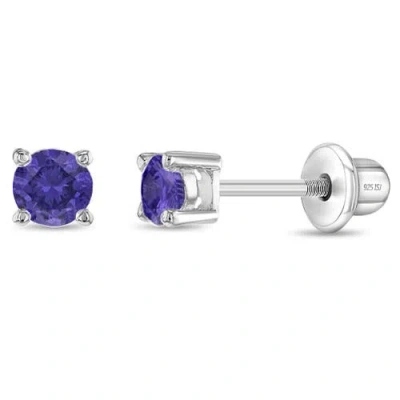In Season Jewelry Babies'  Traditional Prong Set Earrings In Purple