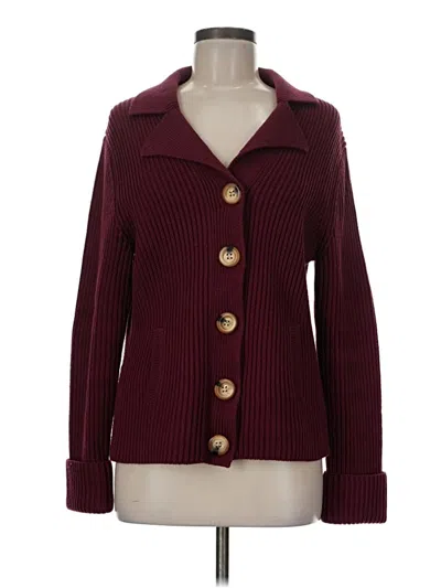 Pre-owned I-n - S-t-i-t-c-h-e-s Cardigan Sweater In Burgundy