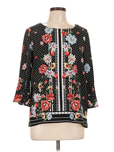 Pre-owned I.n. Studio 3/4 Sleeve Blouse In Black