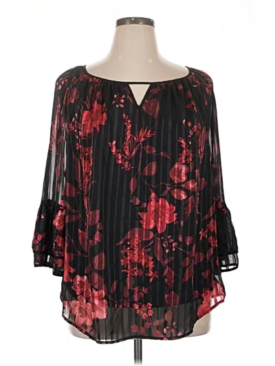 Pre-owned I.n. Studio 3/4 Sleeve Blouse In Black
