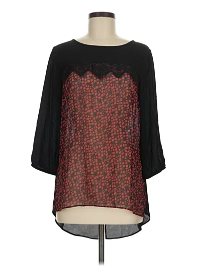 Pre-owned I.n. Studio 3/4 Sleeve Blouse In Black