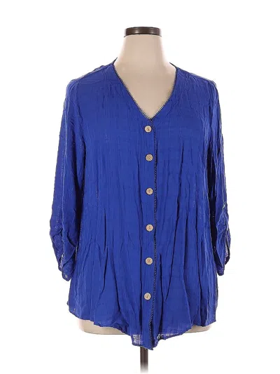 Pre-owned I.n. Studio 3/4 Sleeve Blouse In Blue