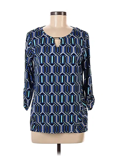 Pre-owned I.n. Studio 3/4 Sleeve Blouse In Blue