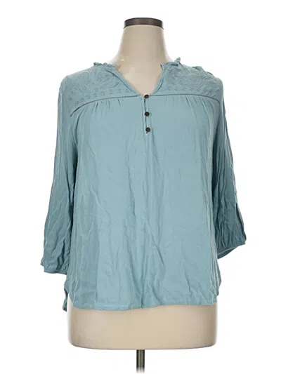 Pre-owned I.n. Studio 3/4 Sleeve Blouse In Blue