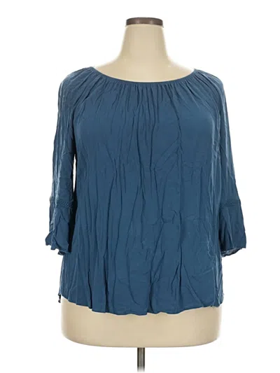 Pre-owned I.n. Studio 3/4 Sleeve Blouse In Blue