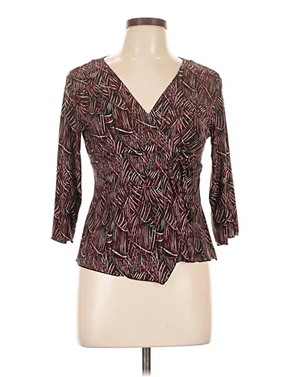 Pre-owned I.n. Studio 3/4 Sleeve Blouse In Burgundy