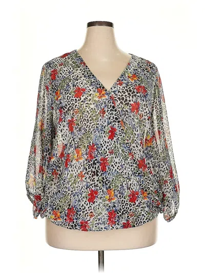 Pre-owned I.n. Studio 3/4 Sleeve Blouse In Gray