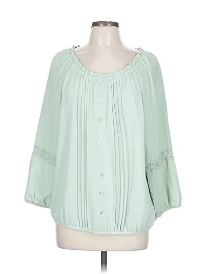 Pre-owned I.n. Studio 3/4 Sleeve Blouse In Green
