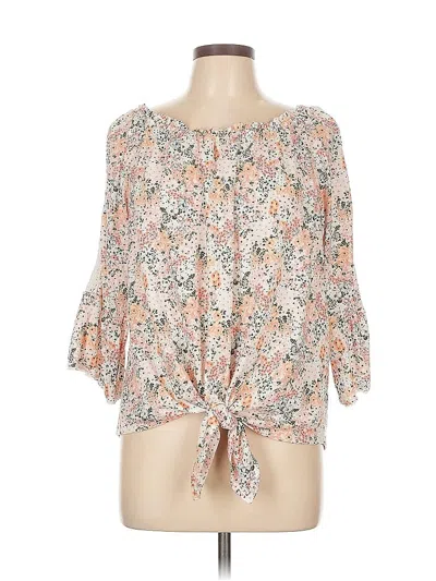 Pre-owned I.n. Studio 3/4 Sleeve Blouse In Pink