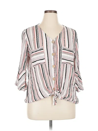 Pre-owned I.n. Studio 3/4 Sleeve Blouse In Pink