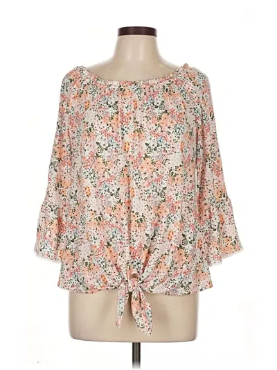 Pre-owned I.n. Studio 3/4 Sleeve Blouse In Pink