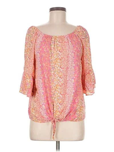 Pre-owned I.n. Studio 3/4 Sleeve Blouse In Pink