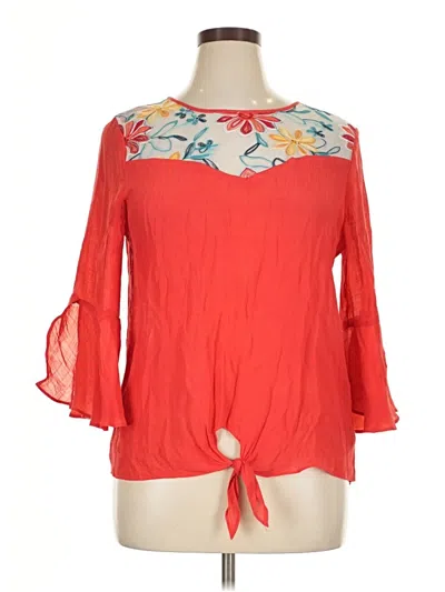Pre-owned I.n. Studio 3/4 Sleeve Blouse In Red