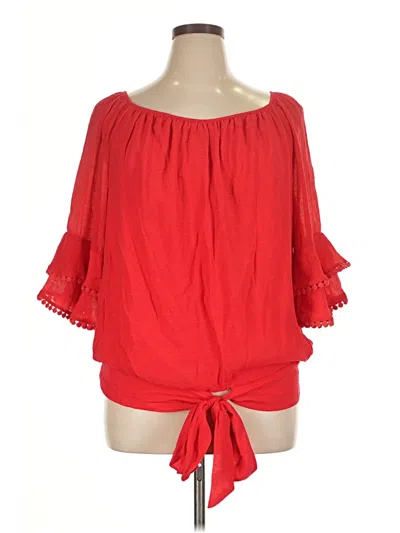 Pre-owned I.n. Studio 3/4 Sleeve Blouse In Red