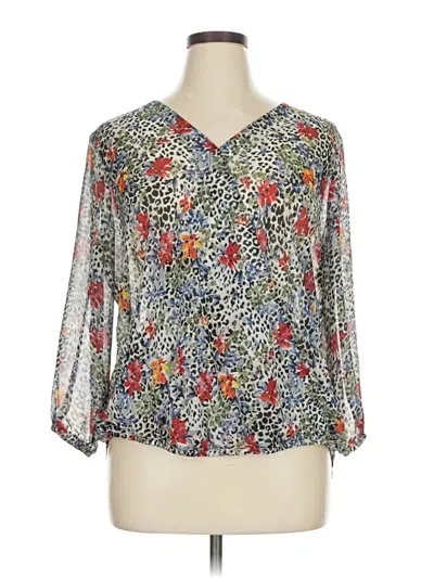 Pre-owned I.n. Studio 3/4 Sleeve Blouse In Silver