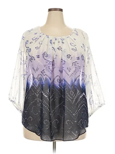 Pre-owned I.n. Studio 3/4 Sleeve Blouse In Silver