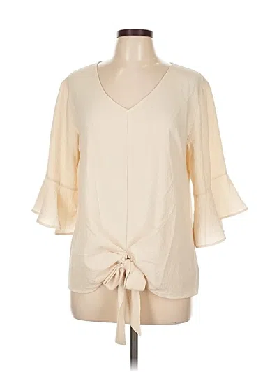 Pre-owned I.n. Studio 3/4 Sleeve Blouse In White