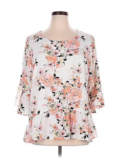 Pre-owned I.n. Studio 3/4 Sleeve Blouse In White