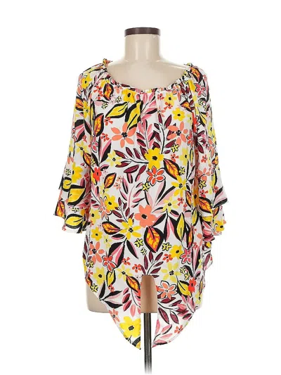 Pre-owned I.n. Studio 3/4 Sleeve Blouse In Yellow