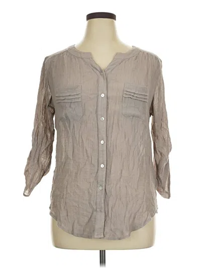 Pre-owned I.n. Studio 3/4 Sleeve Button Down Shirt In Gray