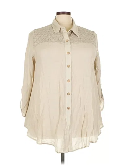 Pre-owned I.n. Studio 3/4 Sleeve Button Down Shirt In White
