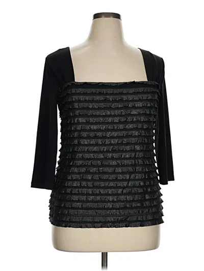 Pre-owned I.n. Studio 3/4 Sleeve Top Black Square Neckline Tops