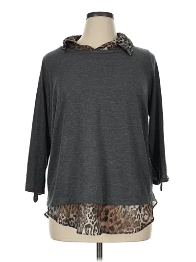 Pre-owned I.n. Studio 3/4 Sleeve Top Gray Cowl Neck Tops