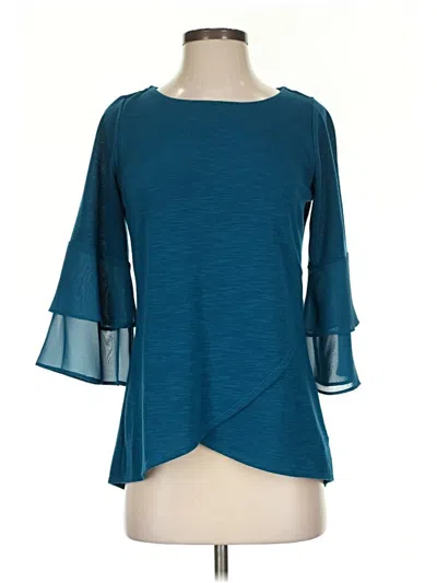 Pre-owned I.n. Studio 3/4 Sleeve Top Teal Boatneck Tops In Blue