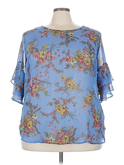 Pre-owned I.n. Studio 3/4 Sleeve T-shirt In Blue