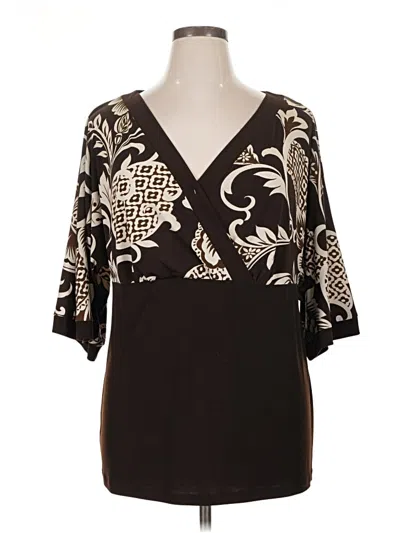 Pre-owned I.n. Studio Long Sleeve Top Black Plunge Neckline Tops