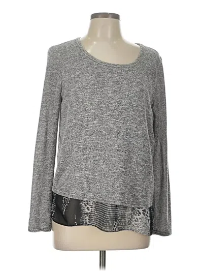 Pre-owned I.n. Studio Long Sleeve Top Gray Scoop Neck Tops