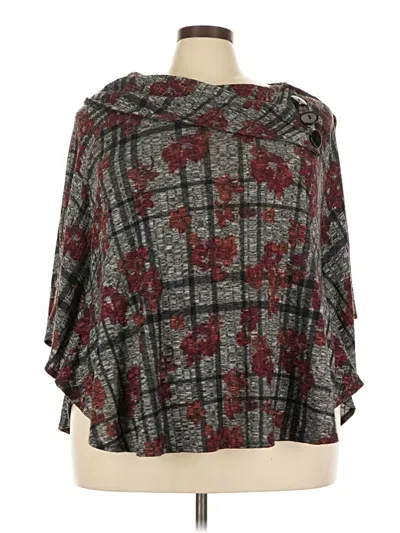 Pre-owned I.n. Studio Poncho In Burgundy
