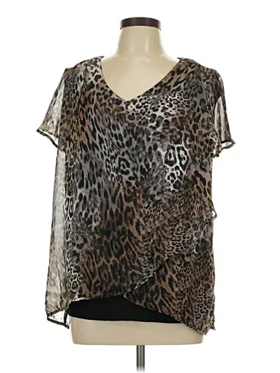 Pre-owned I.n. Studio Short Sleeve Blouse In Brown