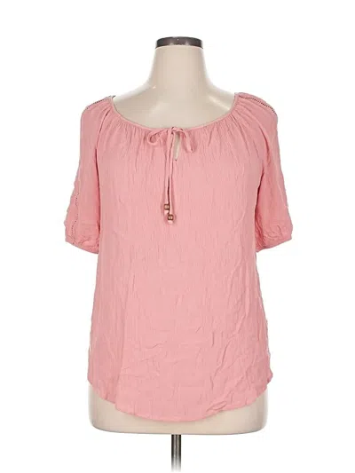 Pre-owned I.n. Studio Short Sleeve Blouse In Pink