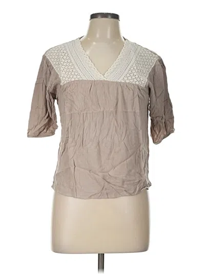 Pre-owned I.n. Studio Short Sleeve Blouse In Tan